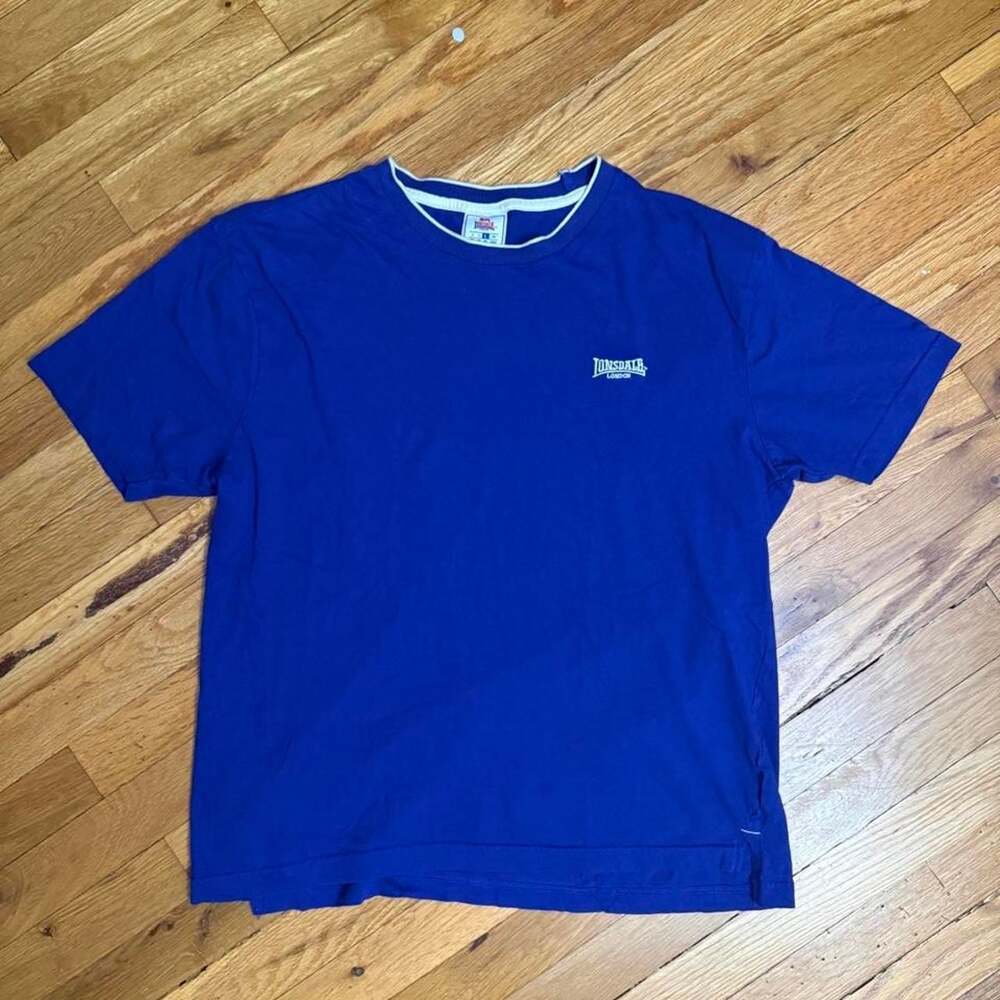 Lonsdale London Royal Blue T-Shirt With White Ringer Collar